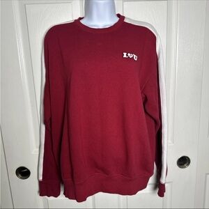 Victoria's Secret Pink Oversized Sweatshirt Woman's Medium Love Red Logo Sweater